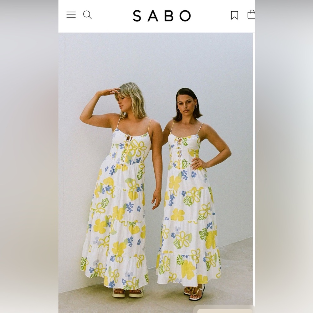 Sabo Floral Dress with Blue and Yellow Accents
